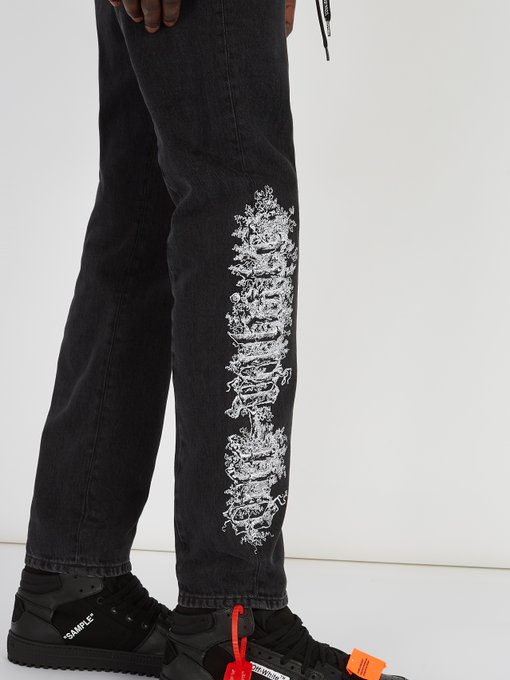 off white embroidered jeans