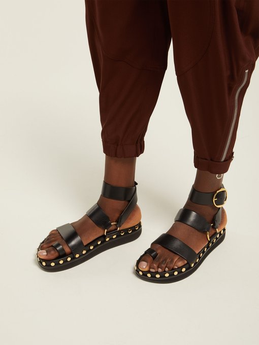 Nirvy stud-embellished leather sandals 