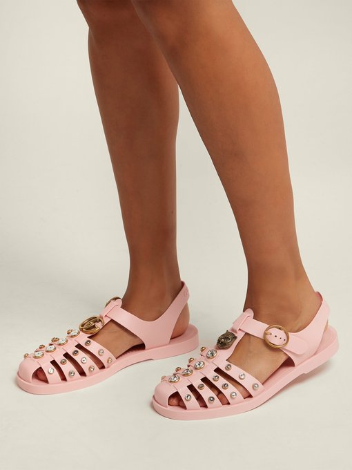 Embellished rubber sandals | Gucci 