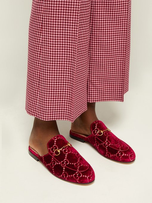gucci red velvet loafers
