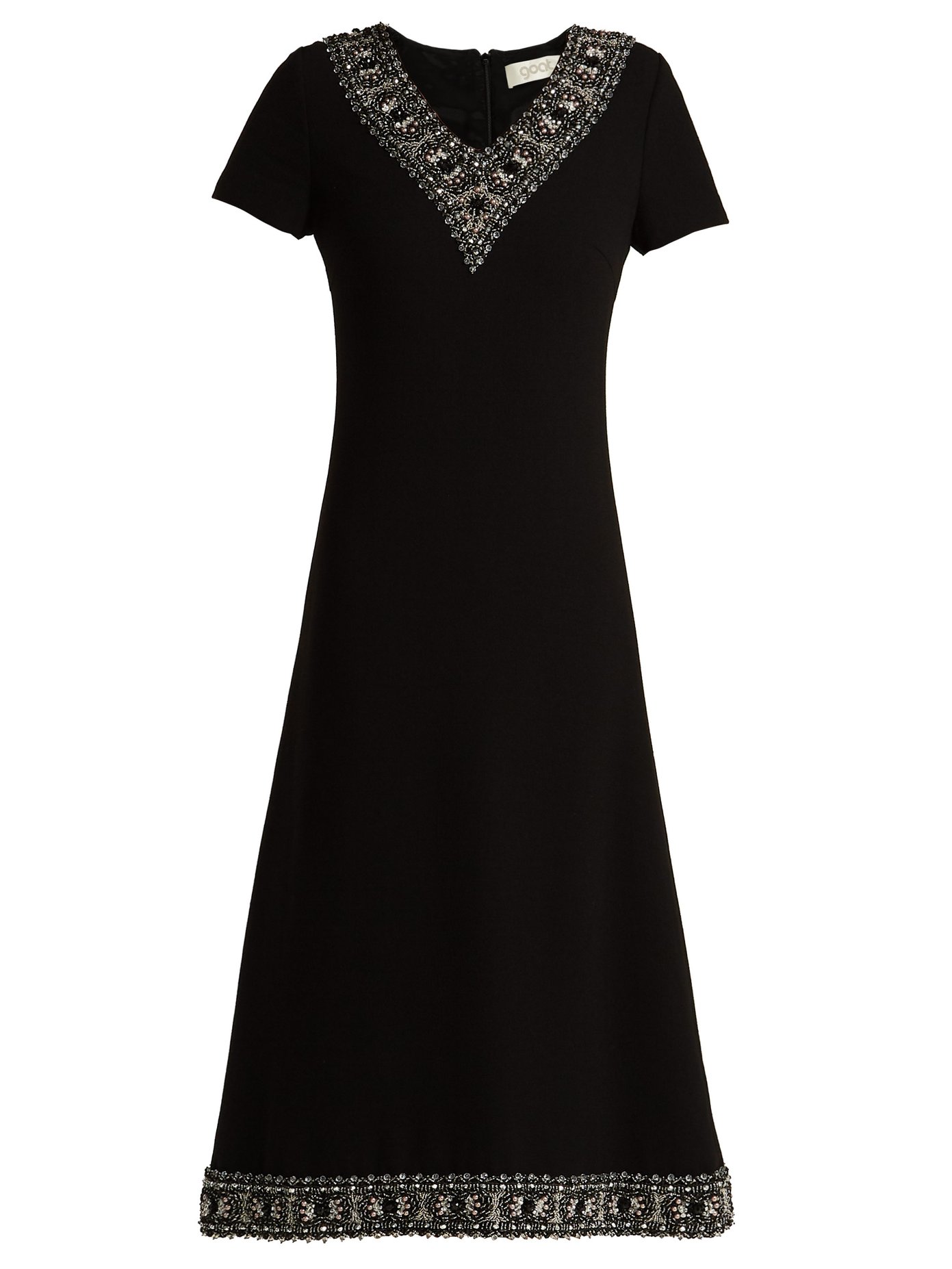 Goat Glam faux-pearl and crystal wool-crepe dress