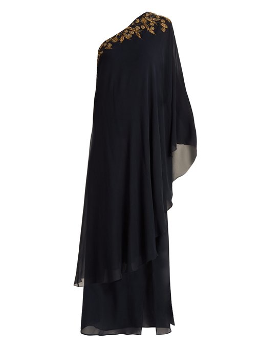 one shoulder kaftan dress