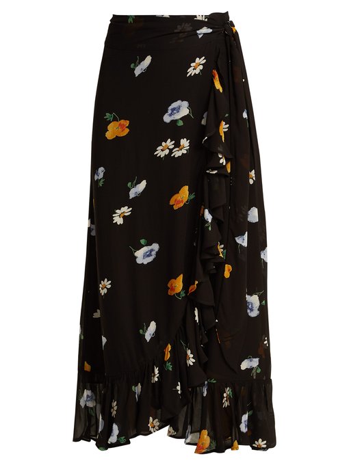 Dainty georgette floral-print wrap skirt | Ganni | MATCHESFASHION UK