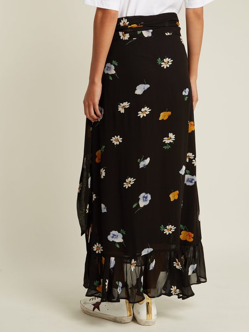 ganni dainty georgette wrap skirt