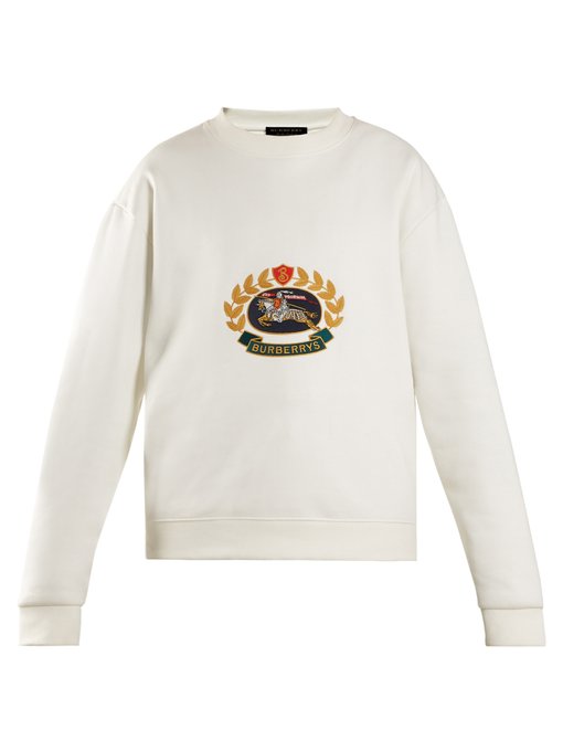 crest-embroidered round-neck sweatshirt 