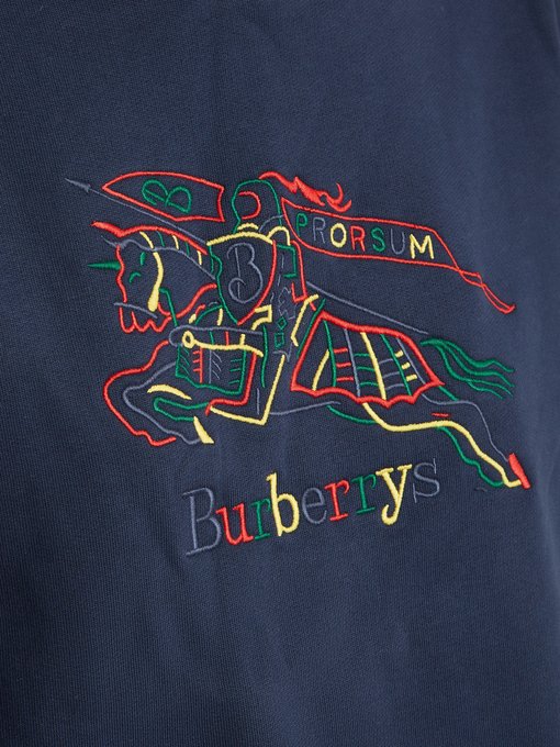 burberry embroidered cotton blend jersey sweatshirt