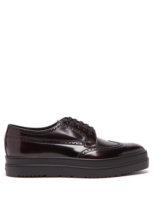 Stacked-sole leather brogues | Prada 