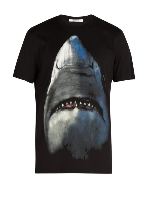Cuban-fit Shark-print cotton T-shirt 