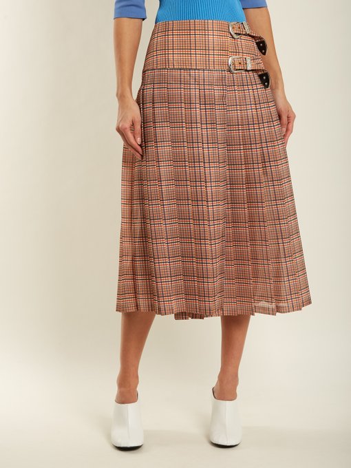 Pleated checked mesh skirt | Toga | MATCHESFASHION UK