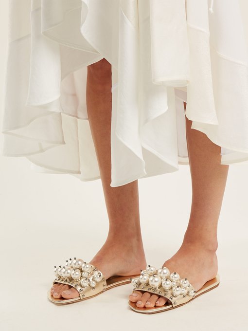 Faux-pearl embellished leather slides | Miu Miu | MATCHESFASHION UK