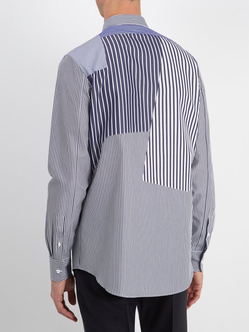 Patchwork striped cotton shirt展示图