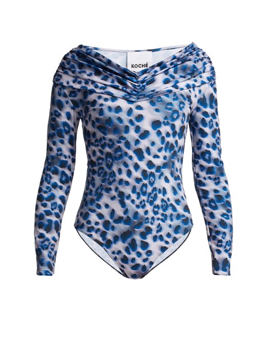 Leopard-print off-the-shoulder bodysuit by Koché, available on matchesfashion.com Kendall Jenner Top SIMILAR PRODUCT