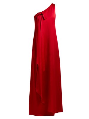 One-shoulder hammered silk gown | Valentino | MATCHESFASHION UK