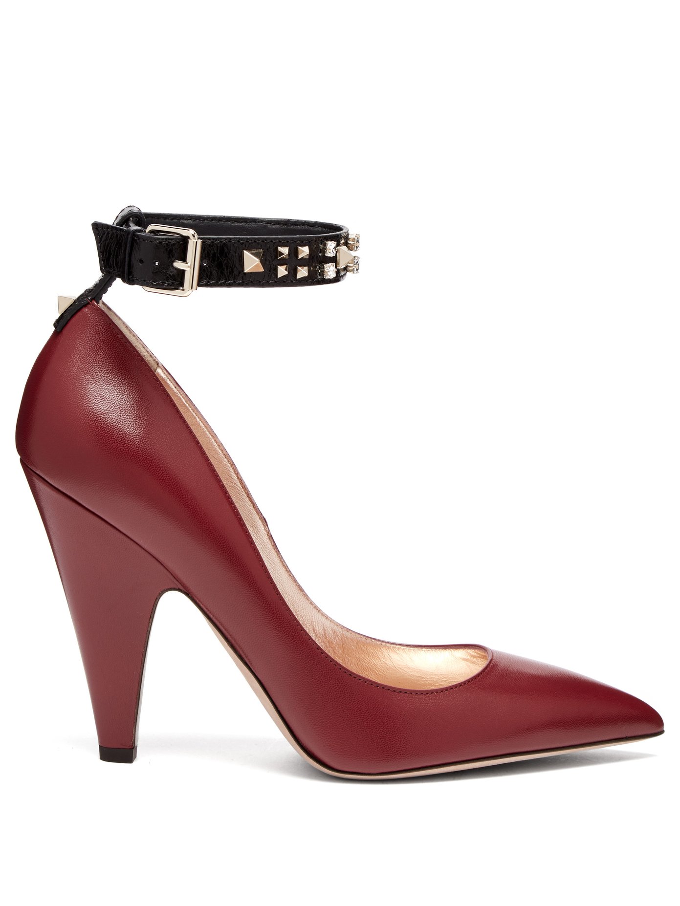 valentino rockstud ankle strap court heels