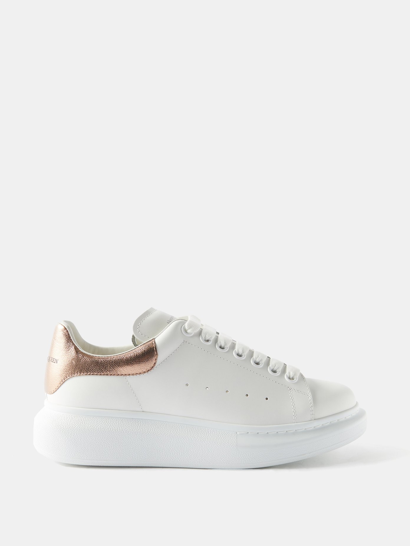 Raised-sole leather trainers 