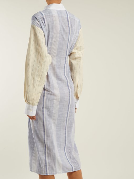 Panelled cotton-blend shirtdress展示图