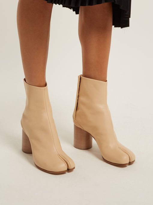 Tabi split-toe leather ankle boots 