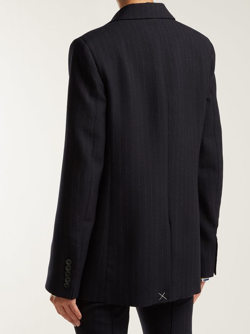 Lisle pinstriped single-breasted wool blazer展示图