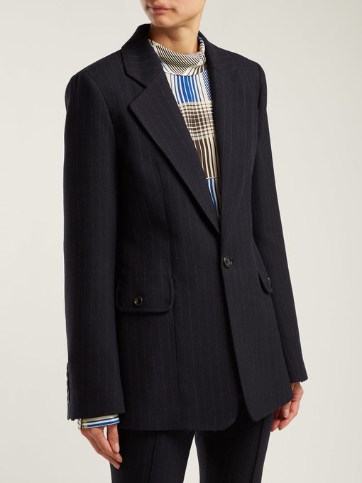 Lisle pinstriped single-breasted wool blazer展示图