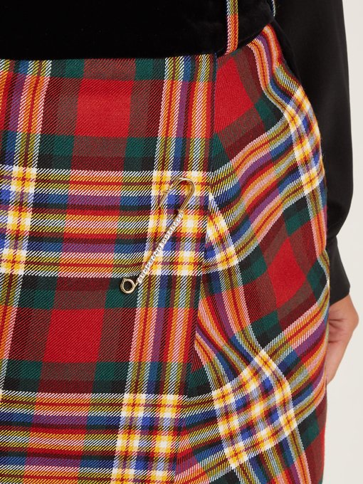 Tartan wool wrap mini skirt展示图