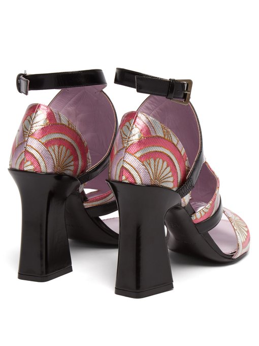 Block-heel jacquard sandals展示图