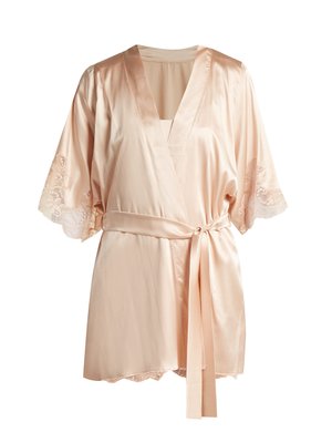 Lace-trimmed silk-blend robe | Fleur of England | MATCHESFASHION US