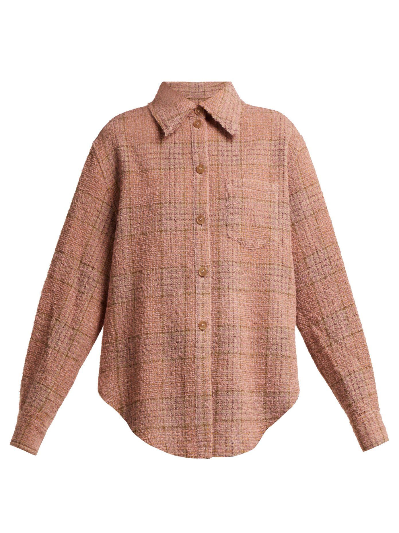 Checked wool-blend bouclé shirt | Acne 