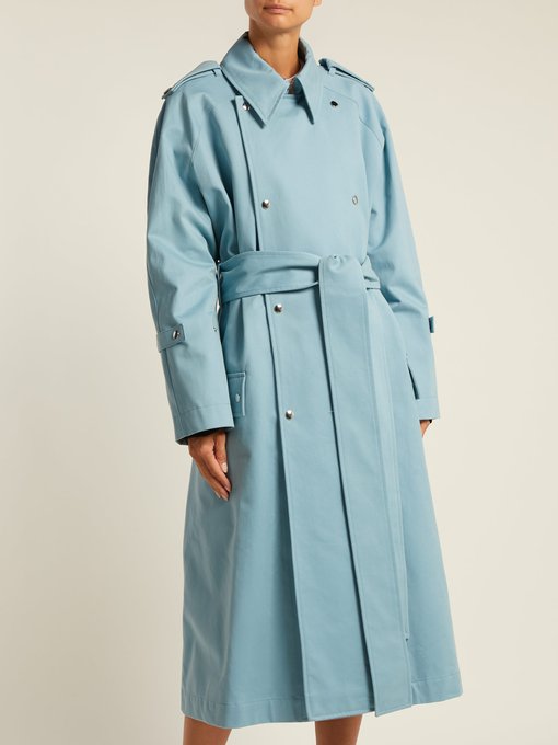 Double-breasted cotton trench coat展示图