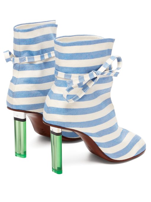 Geisha striped canvas lighter-heel ankle boots展示图