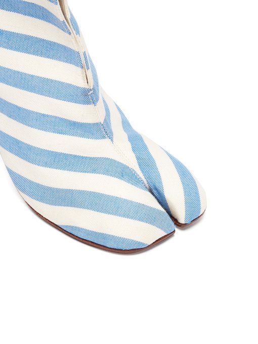 Geisha striped canvas lighter-heel ankle boots展示图