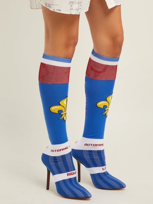 Fleur-de-lis jacquard knee-high sock boots展示图