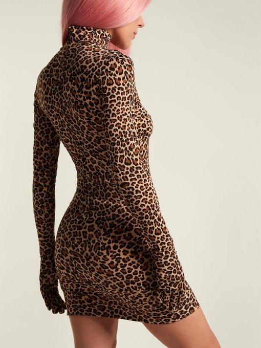 leopard print dress with gloves