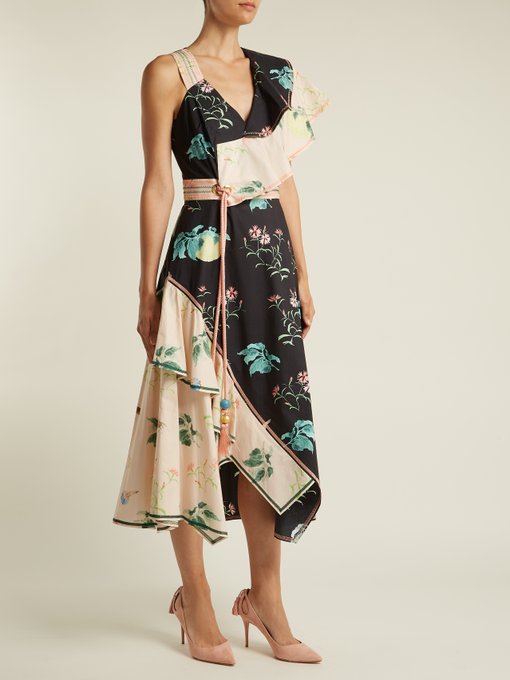 One-shoulder floral-print cotton dress | Peter Pilotto | MATCHESFASHION UK