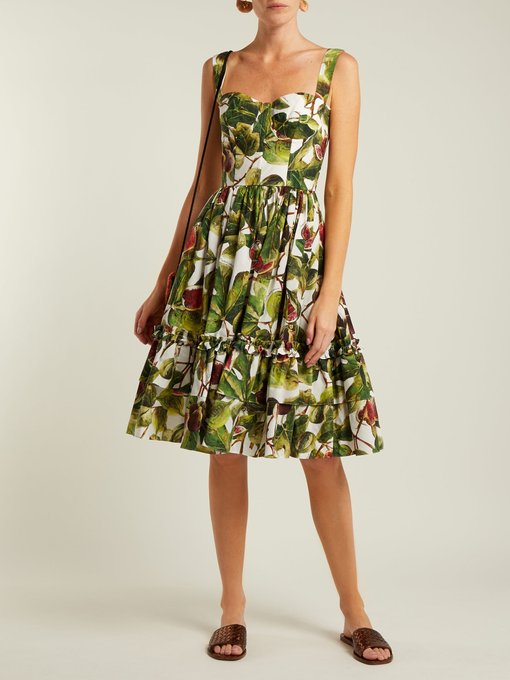 Fig-print cotton bustier dress | Dolce 
