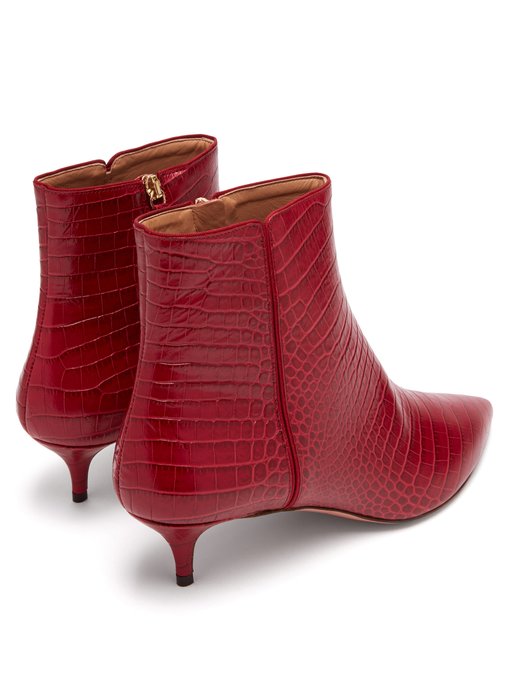 red crocodile ankle boots