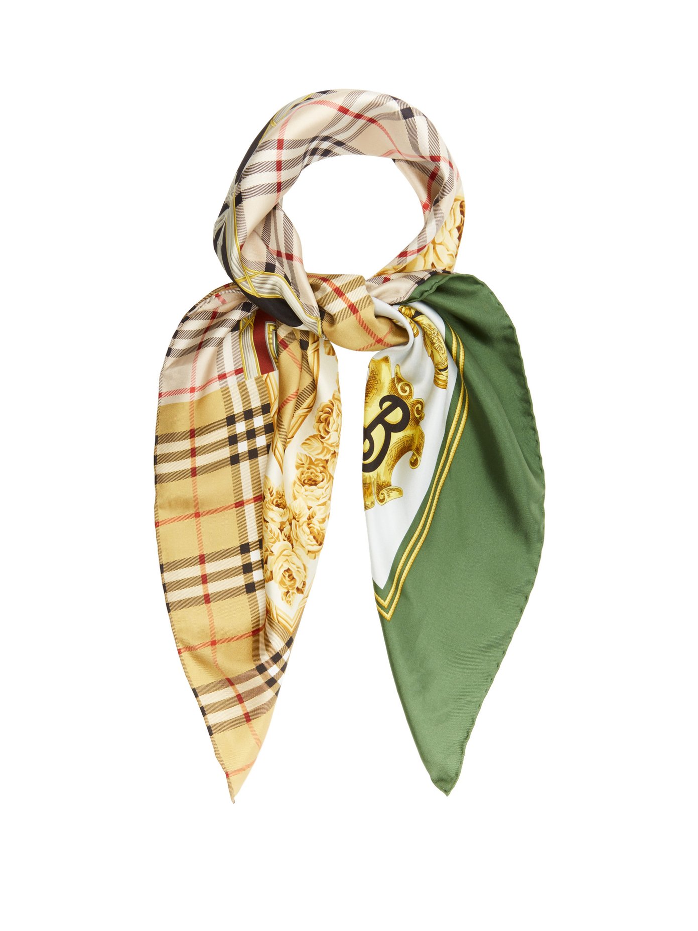 Archive-print silk square scarf 