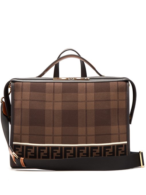 Lui logo-knit leather-trimmed messenger bag | Fendi | MATCHESFASHION AU