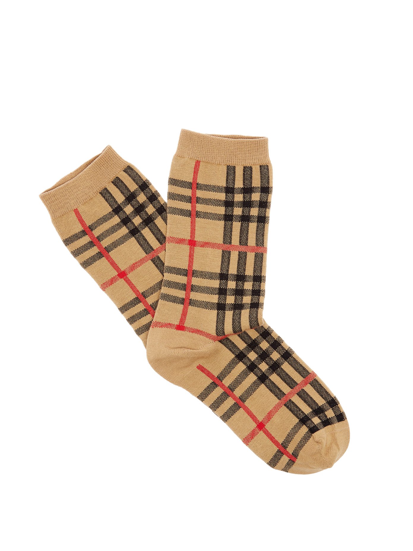 Vintage check cotton-blend socks 