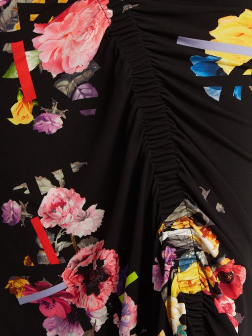 Cosmia posy-print stretch crepe skirt展示图