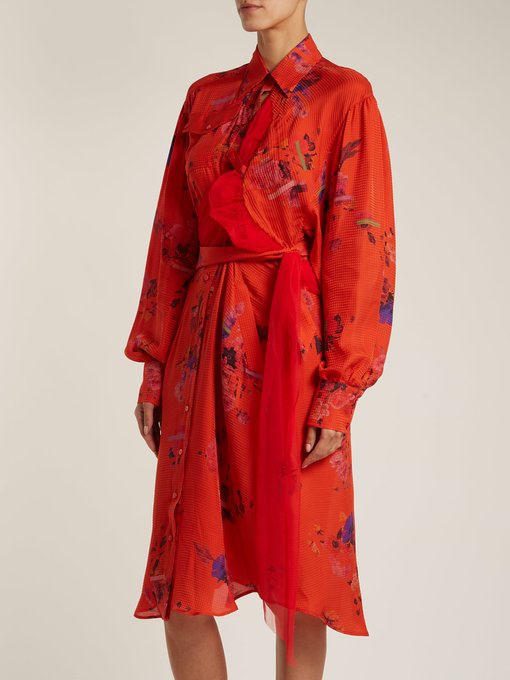 Susanna floral-print silk shirtdress展示图