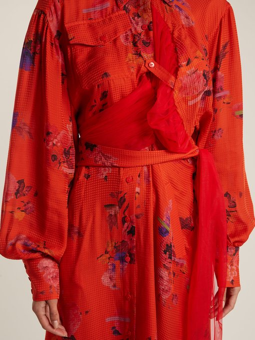 Susanna floral-print silk shirtdress展示图