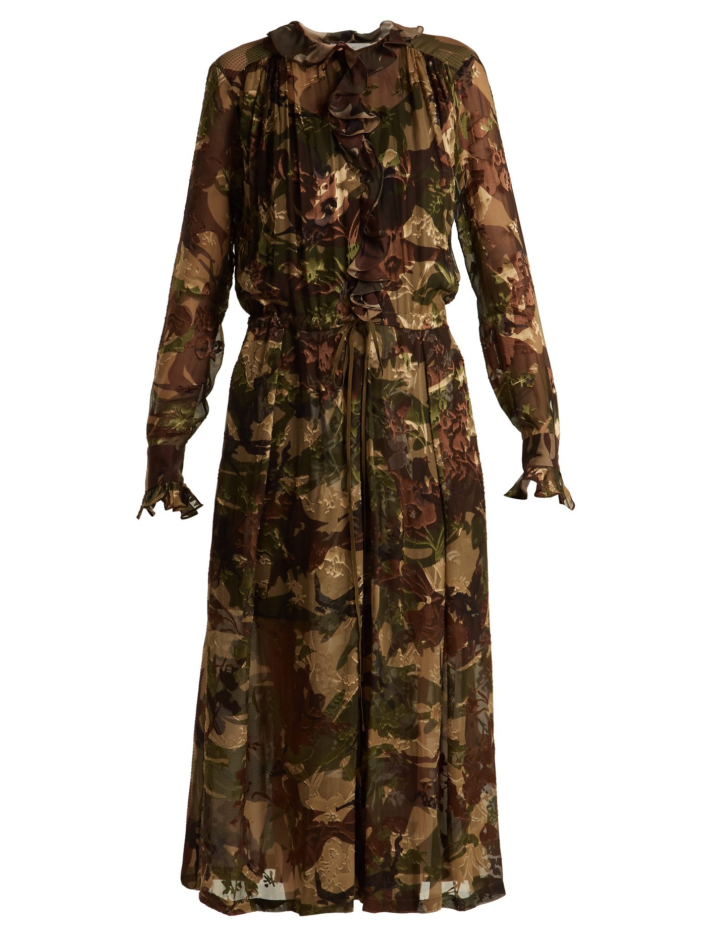 Lucinda camouflage-print hammered silk dress