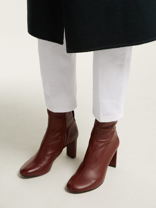 Block-heel leather ankle boots | Joseph 