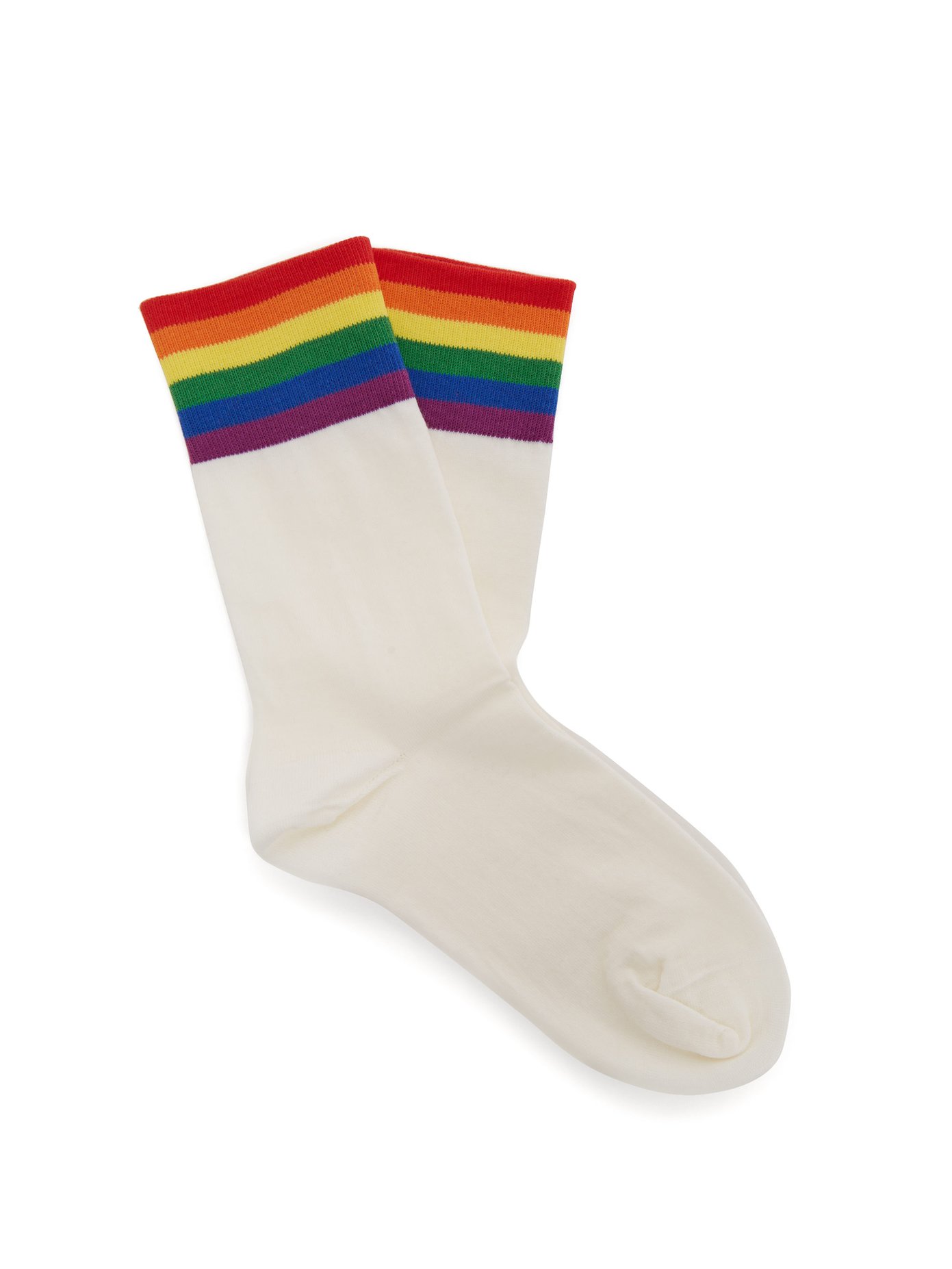 Rainbow cuff wool-blend ankle socks 