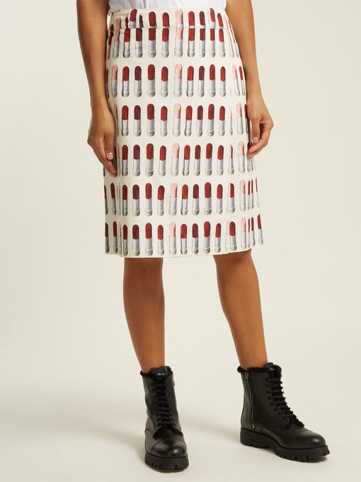Lipstick-print wrap midi skirt | Prada | MATCHESFASHION US