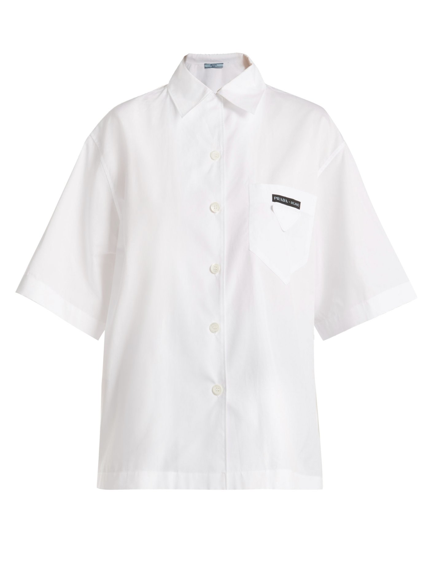 Short-sleeved cotton-poplin shirt 