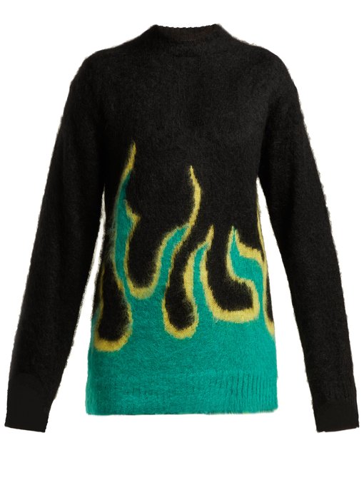 Flame intarsia-knit mohair-blend 