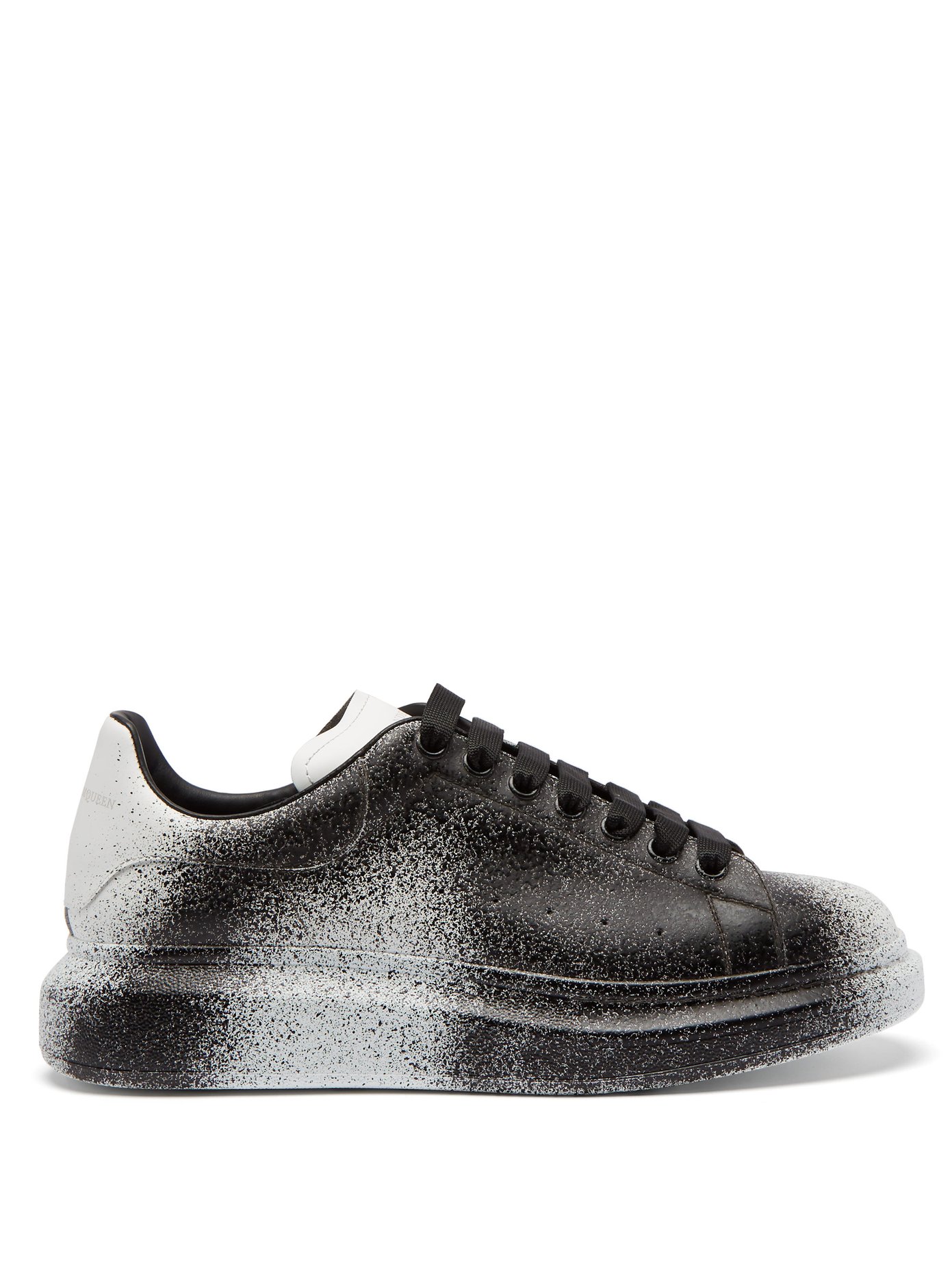 Spray-effect leather low-top trainers 