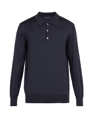 Long-sleeved merino wool polo shirt | Thom Sweeney | MATCHESFASHION US