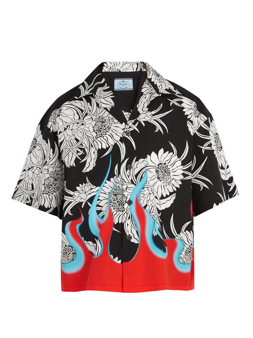 Floral and flame-print cotton shirt | Prada | MATCHESFASHION UK
